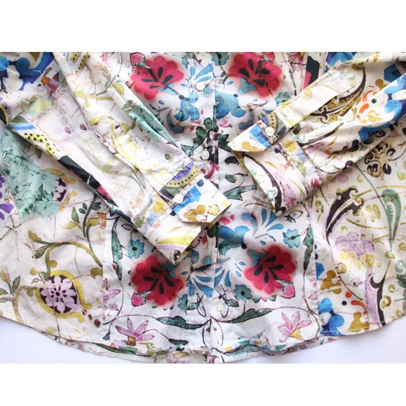 ETRO Floral Print Long Sleeve Button-Up Dress Blouse / Size 50 / US 14 / XL - Picture 6 of 9